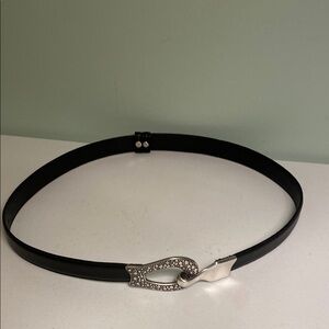 Elegant Black Belt with Silver Buckle